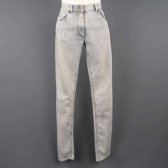 MAISON MARTIN MARGIELA Size 6 Light Grey Acid Wash Skinny Jeans - Picture 1 of 9